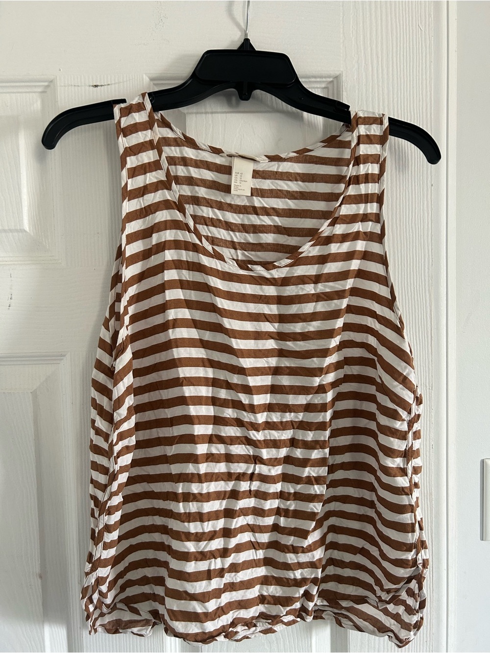 H&M Brown and White Striped Sleeveless Top